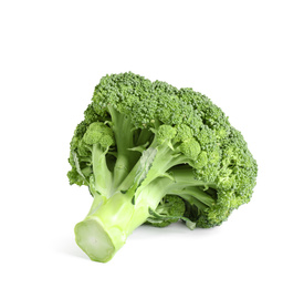 Photo of Fresh green raw broccoli on white background