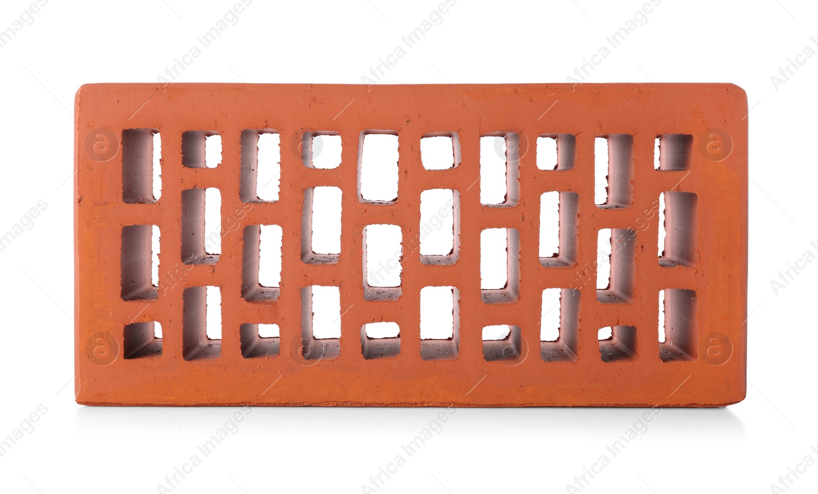 One red brick isolated on white. Building material Photo of One red brick isolated on white. Building material