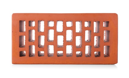 One red brick isolated on white. Building material Photo of One red brick isolated on white. Building material