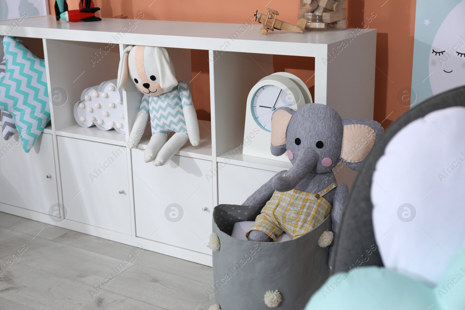 Cute child's room interior with toys and modern furniture Photo of Cute child's room interior with toys and modern furniture