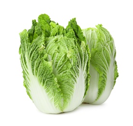 Fresh ripe Chinese cabbages on white background Photo of Fresh ripe Chinese cabbages on white background