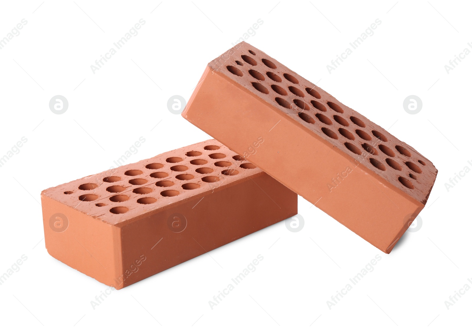 Two red bricks isolated on white. Building material Photo of Two red bricks isolated on white. Building material