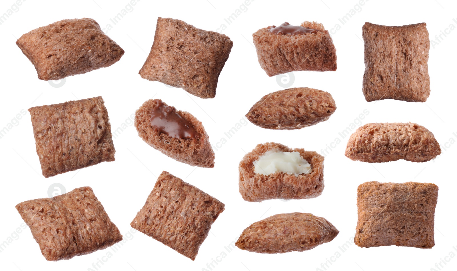 Set with sweet crispy corn pads on white background Image of Set with sweet crispy corn pads on white background