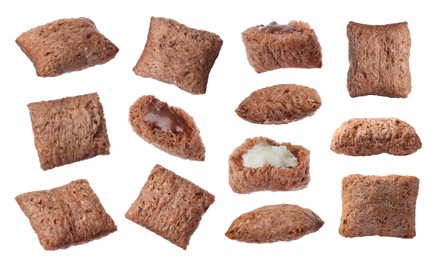 Set with sweet crispy corn pads on white background Image of Set with sweet crispy corn pads on white background