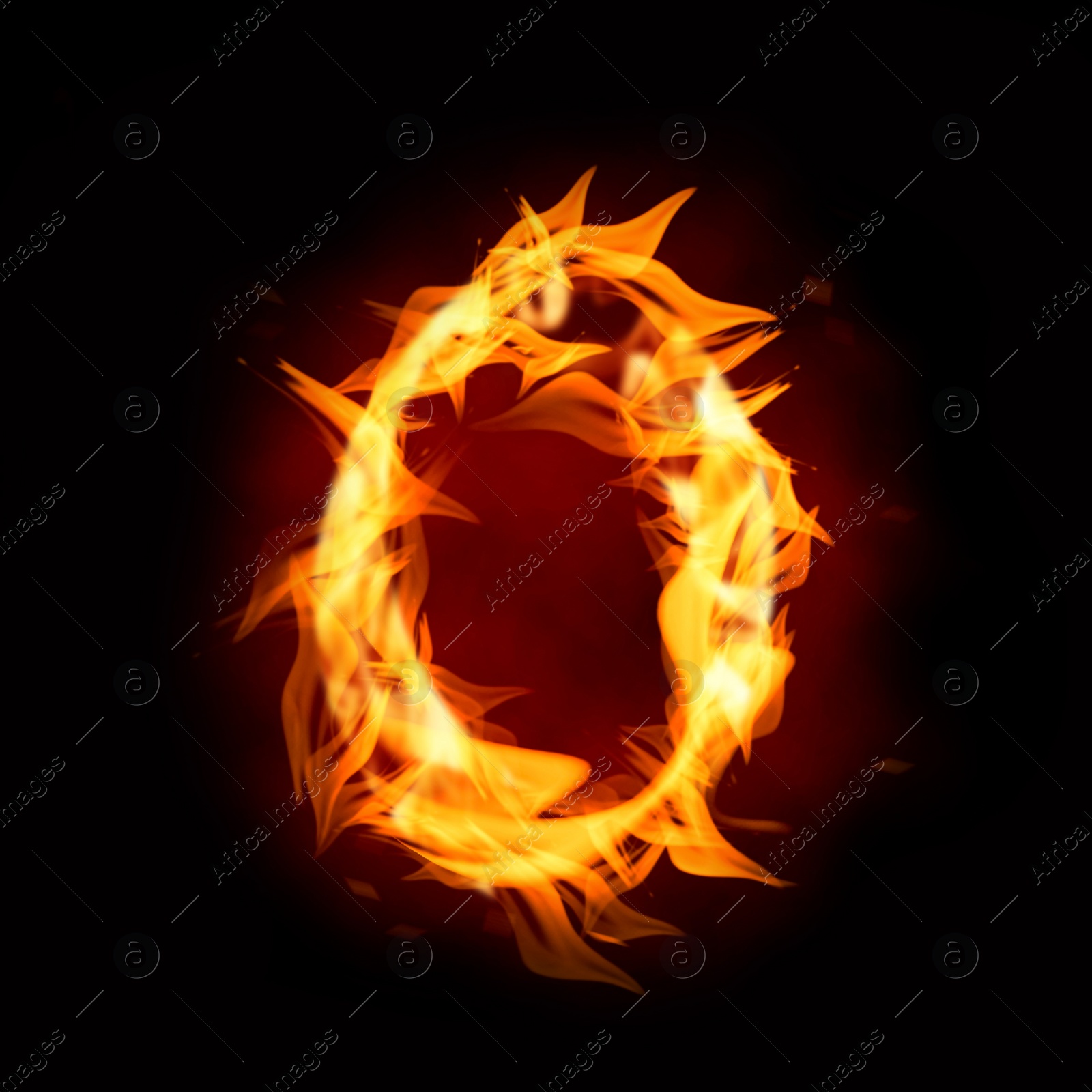 Flaming zero on black background. Stylized number design Image of Flaming zero on black background. Stylized number design
