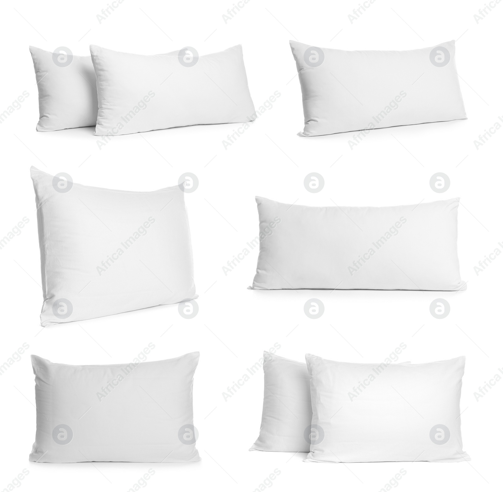 Image of Set of soft pillows isolated on white 