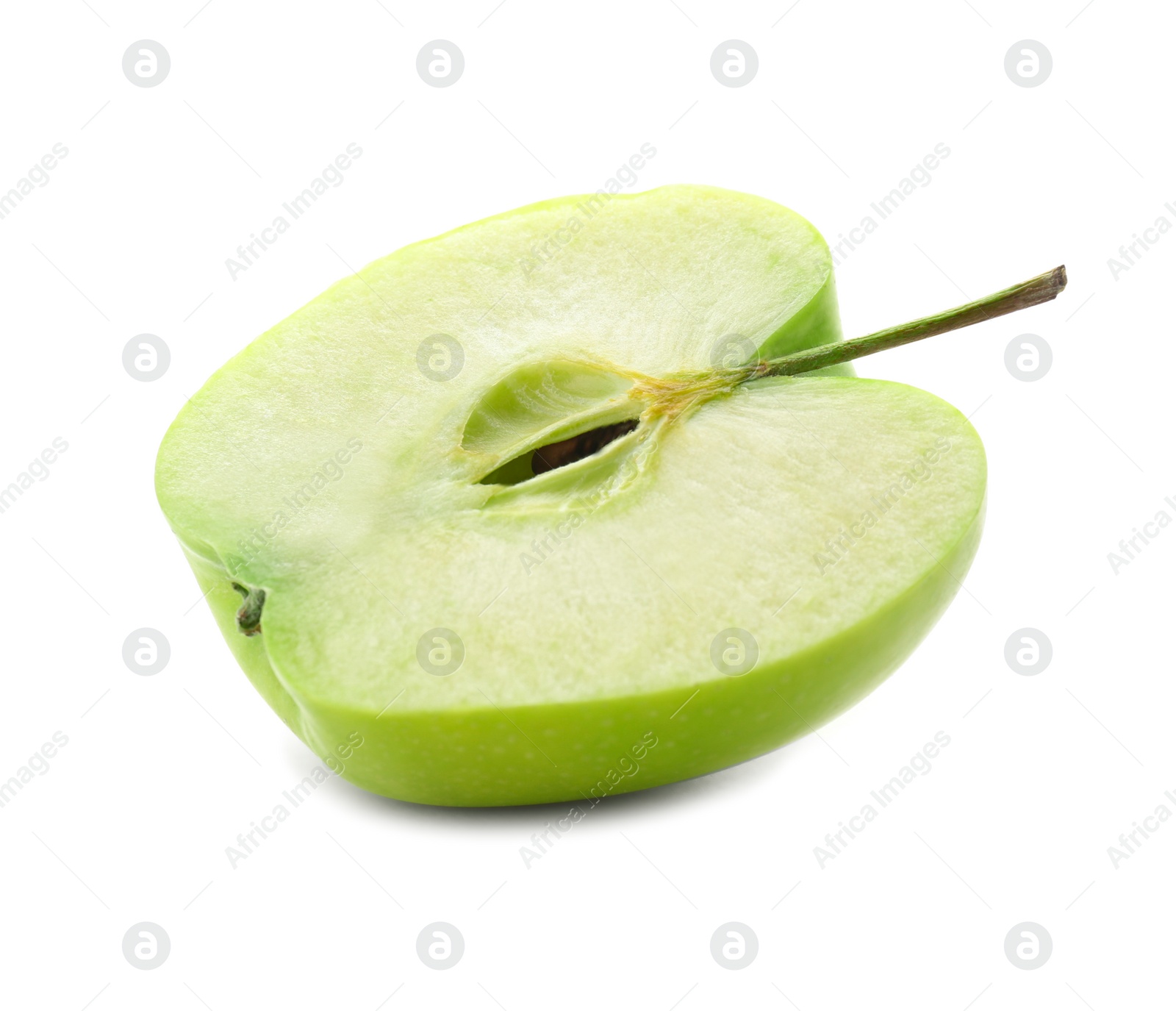 Half of fresh green apple isolated on white Photo of Half of fresh green apple isolated on white