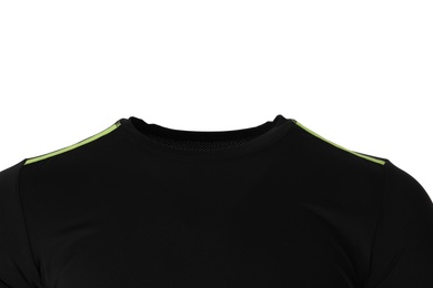 Black men's shirt isolated on white. Sports clothing Photo of Black men's shirt isolated on white. Sports clothing