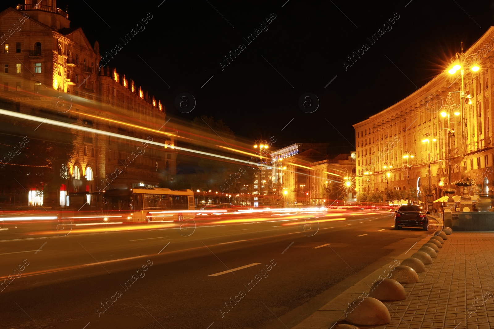 Beautiful view of night cityscape with light trail Photo of Beautiful view of night cityscape with light trail