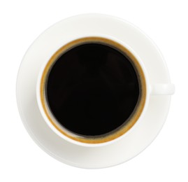 Cup of delicious chicory drink isolated on white, top view Photo of Cup of delicious chicory drink isolated on white, top view