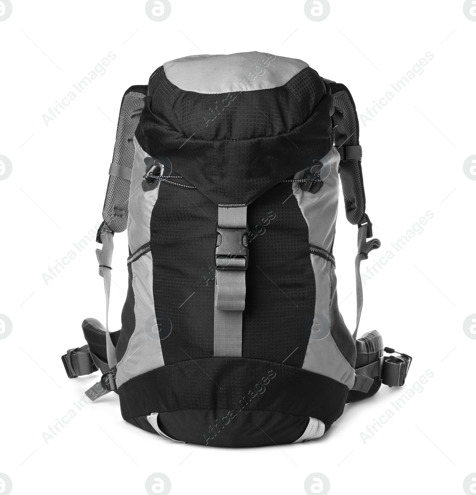Hiking backpack isolated on white. Camping tourism Photo of Hiking backpack isolated on white. Camping tourism