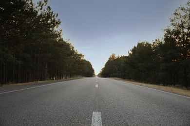 Beautiful view of empty asphalt highway. Road trip Photo of Beautiful view of empty asphalt highway. Road trip