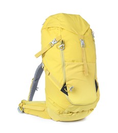 Hiking backpack isolated on white. Camping tourism Photo of Hiking backpack isolated on white. Camping tourism