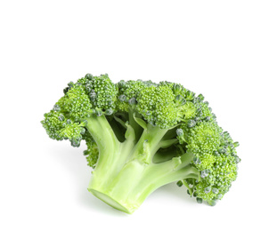 Fresh green raw broccoli on white background Photo of Fresh green raw broccoli on white background