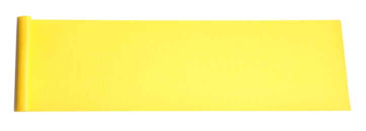 Image of Yellow camping mat isolated on white, top view. Banner design 