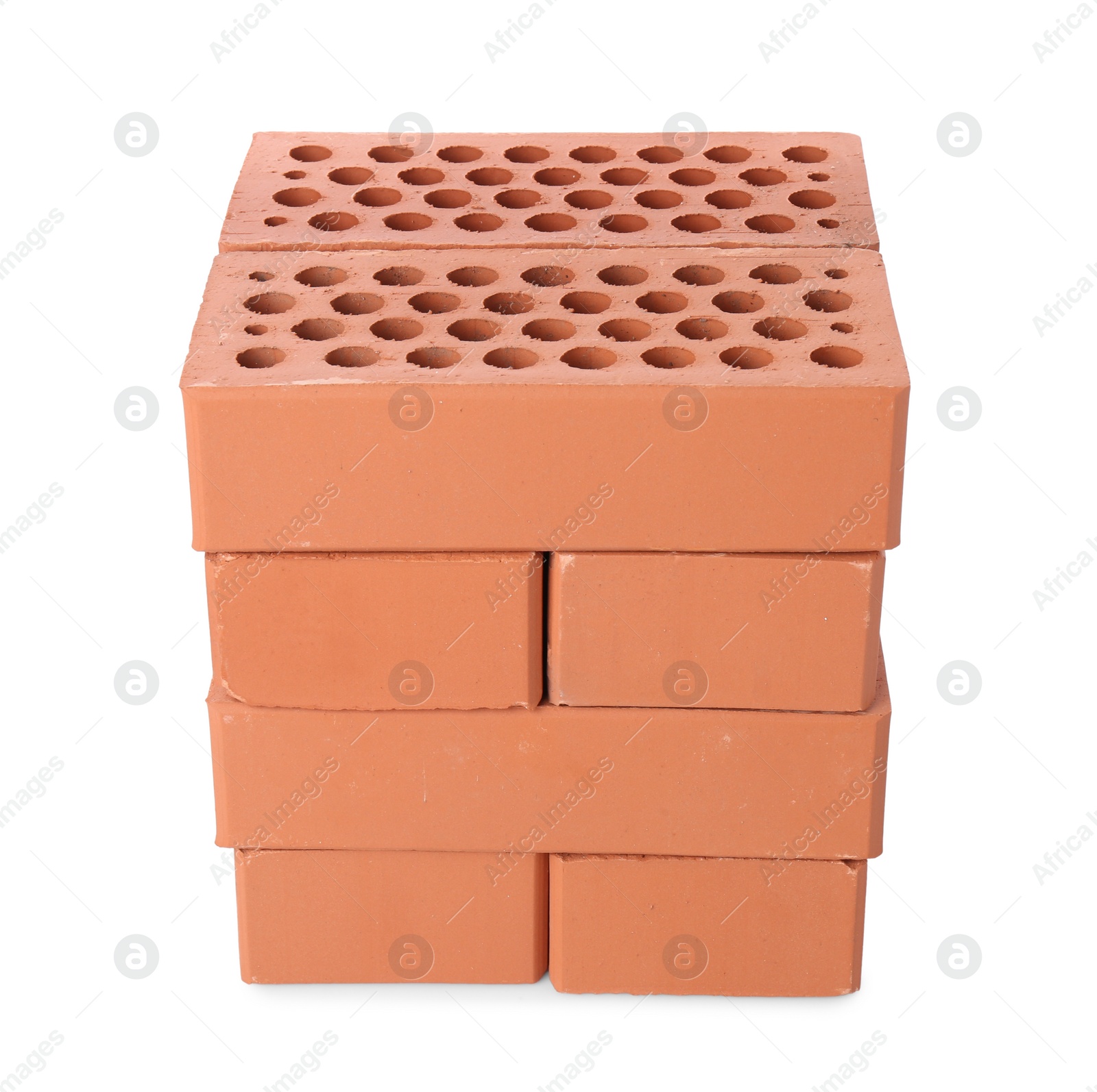 Many red bricks on white background. Building material Photo of Many red bricks on white background. Building material