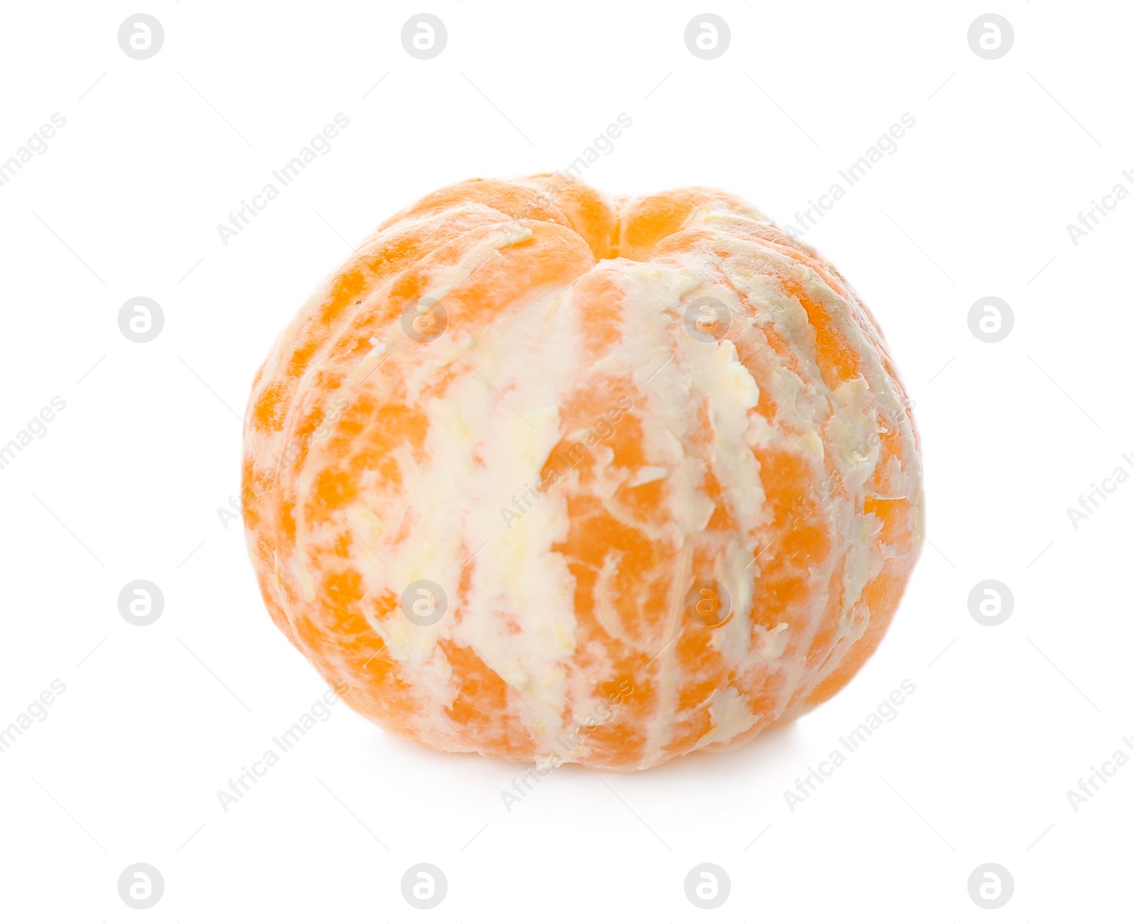 Peeled fresh tangerine isolated on white. Citrus fruit Photo of Peeled fresh tangerine isolated on white. Citrus fruit