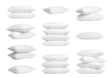 Set of soft pillows isolated on white Image of Set of soft pillows isolated on white