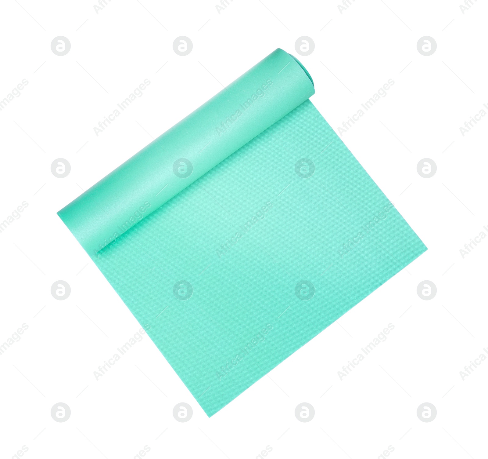 Turquoise camping mat isolated on white, top view Photo of Turquoise camping mat isolated on white, top view
