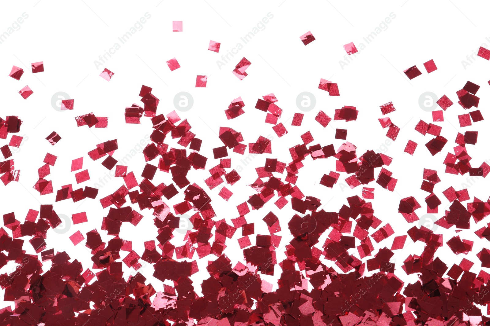 Bright confetti on white background, top view Photo of Bright confetti on white background, top view