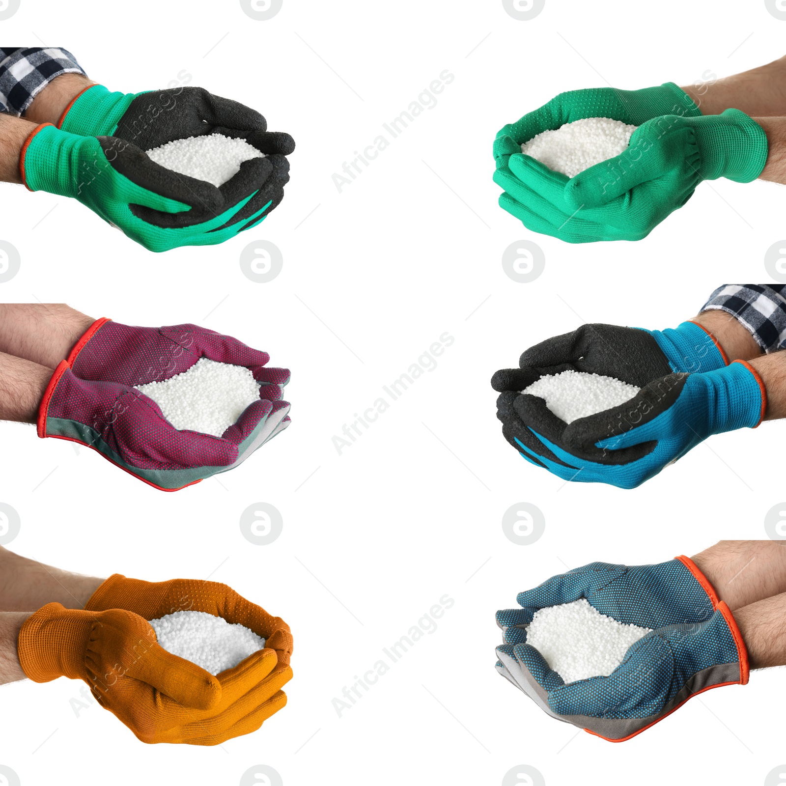 Collage with photos of farmers holding ammonium nitrate pellets on white background, closeup. Mineral fertilizer Image of Collage with photos of farmers holding ammonium nitrate pellets on white background, closeup. Mineral fertilizer