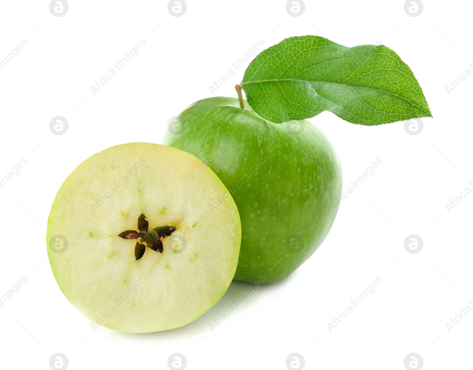 Fresh green apples on white background Photo of Fresh green apples on white background