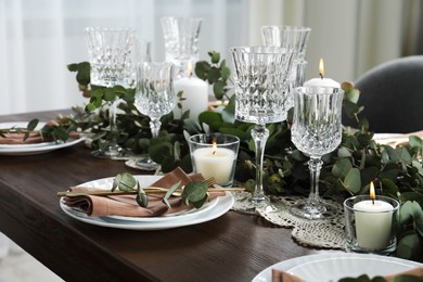 Stylish elegant table setting for festive dinner indoors Photo of Stylish elegant table setting for festive dinner indoors