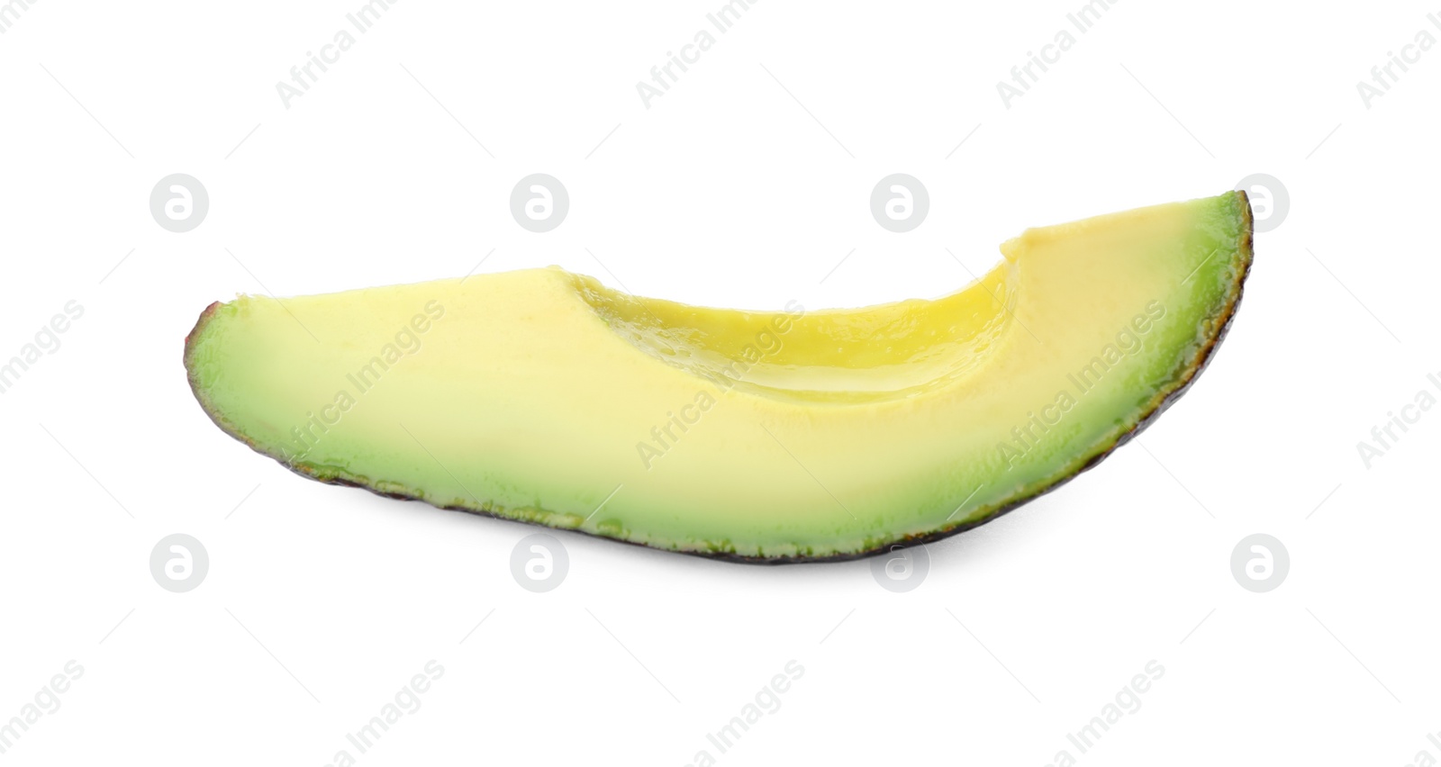 Slice of ripe avocado isolated on white Photo of Slice of ripe avocado isolated on white