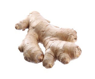 Whole fresh ginger root isolated on white Photo of Whole fresh ginger root isolated on white