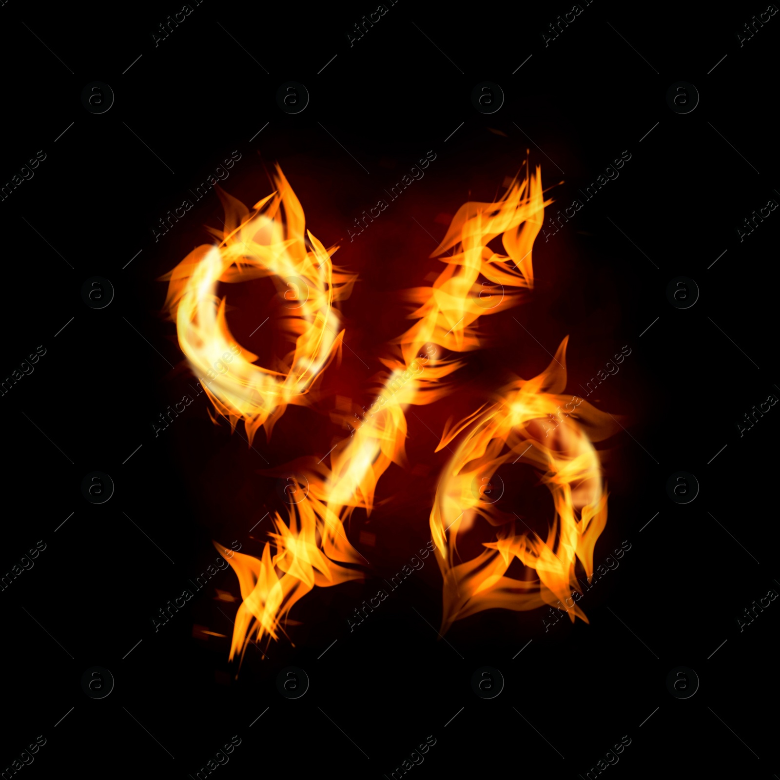 Bright flaming percent symbol on black background Image of Bright flaming percent symbol on black background