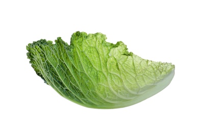Leaf of fresh savoy cabbage isolated on white Photo of Leaf of fresh savoy cabbage isolated on white