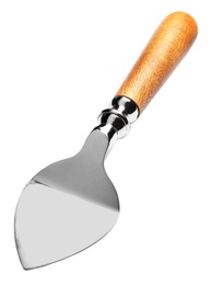 Photo of Parm cheese knife with wooden handle isolated on white