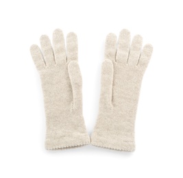 Pair of woolen gloves on white background, top view. Winter clothes Photo of Pair of woolen gloves on white background, top view. Winter clothes