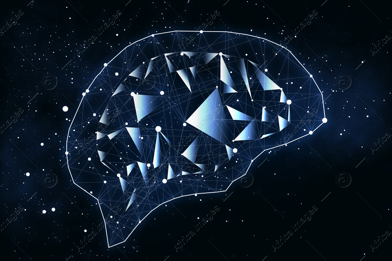 Illustration of human brain on dark background Illustration of human brain on dark background