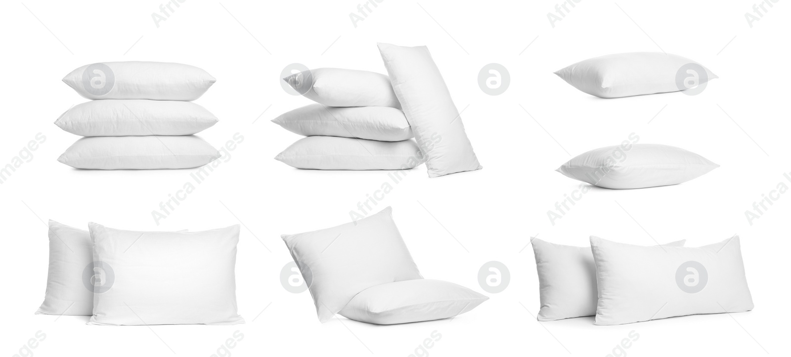 Image of Set of soft pillows isolated on white 