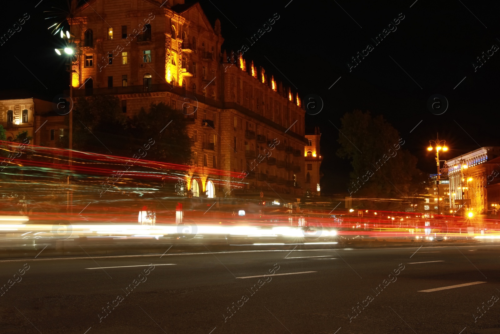 Beautiful view of night cityscape with light trail Photo of Beautiful view of night cityscape with light trail