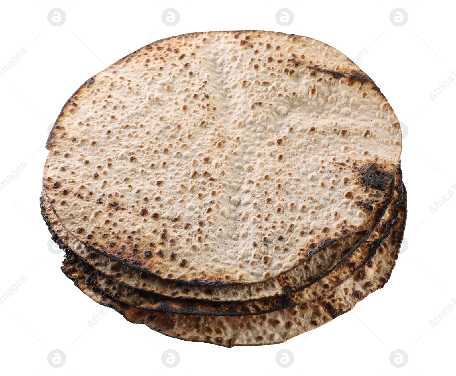 Tasty matzos on white background, above view. Passover (Pesach) celebration Photo of Tasty matzos on white background, above view. Passover (Pesach) celebration