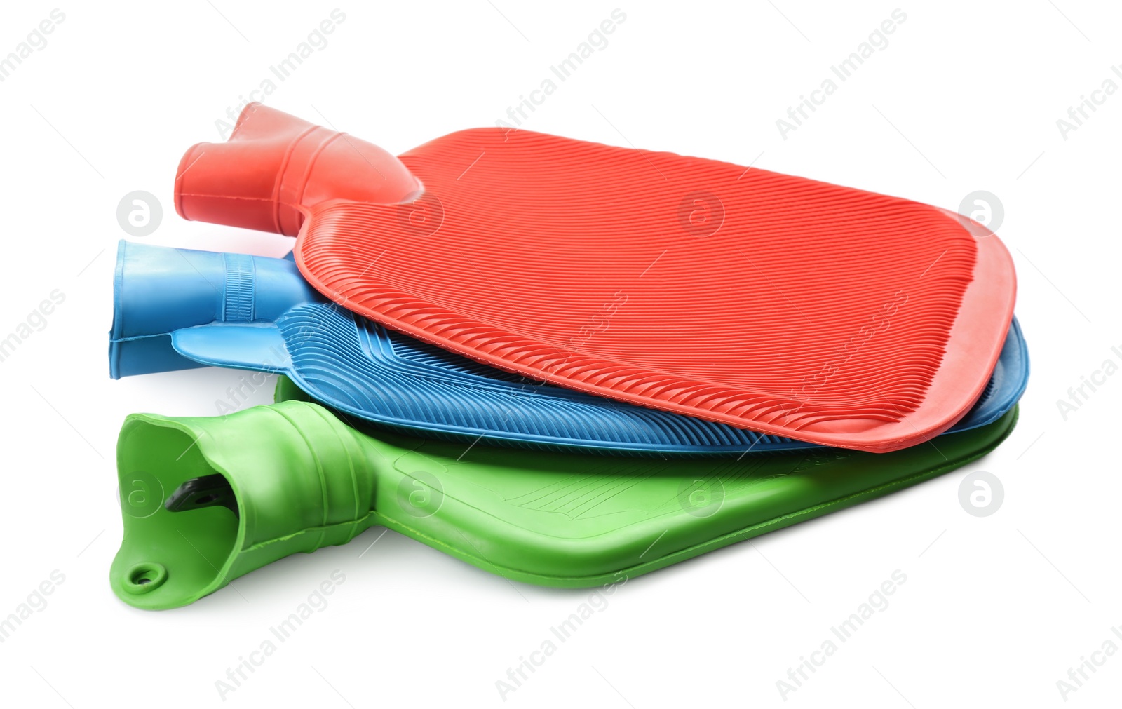 Photo of Rubber hot water bottles isolated on white