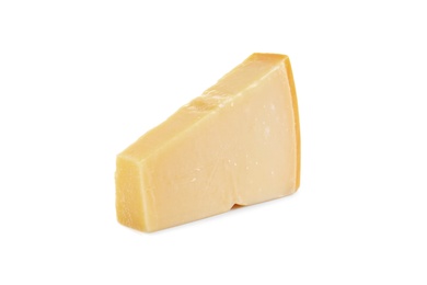 Photo of Piece of delicious parmesan cheese isolated on white