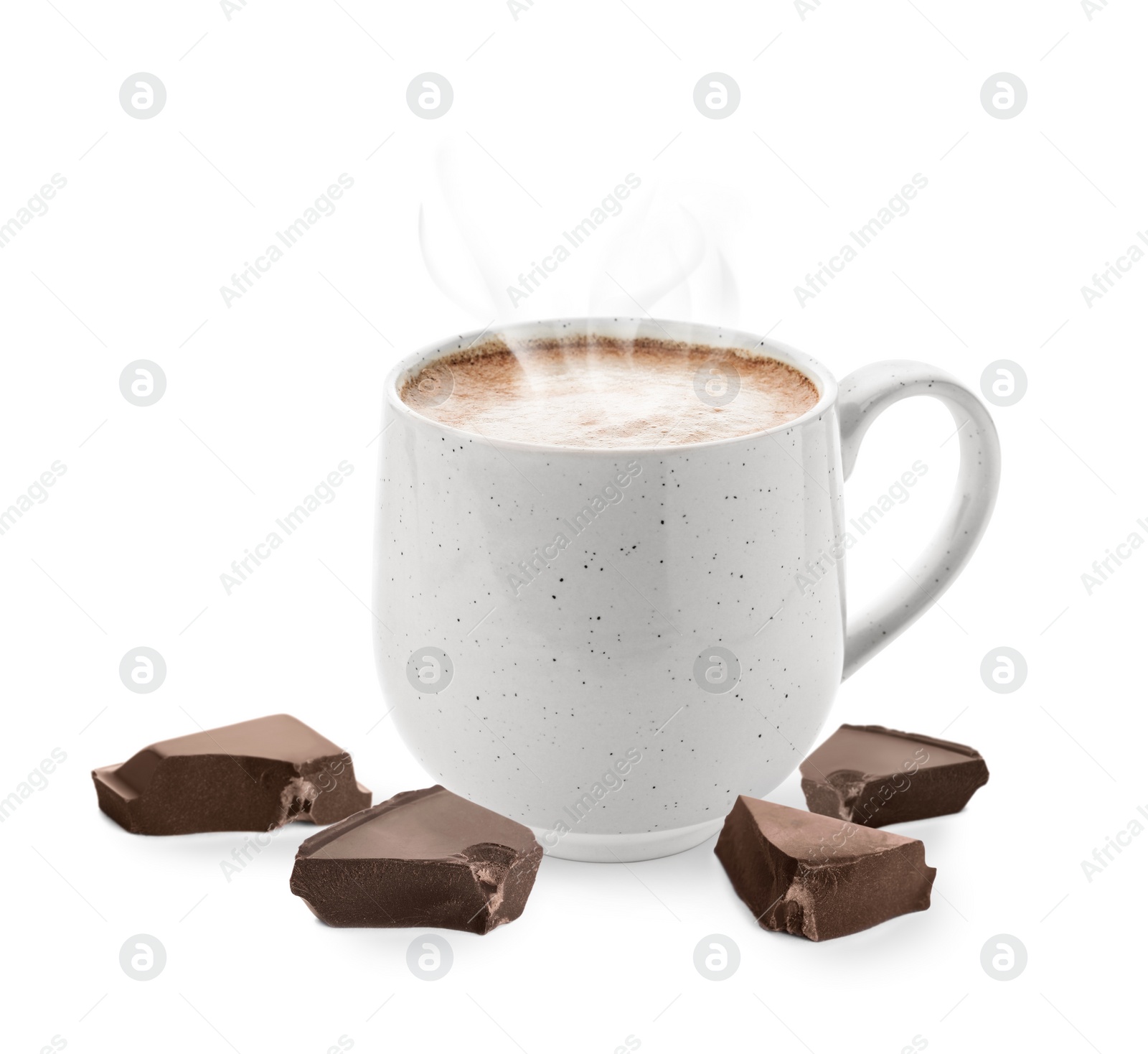 Image of Cup of delicious hot chocolate on white background 