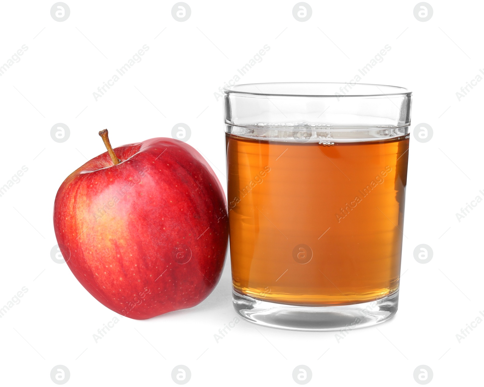 Glass of apple juice and fresh fruit on white background Photo of Glass of apple juice and fresh fruit on white background