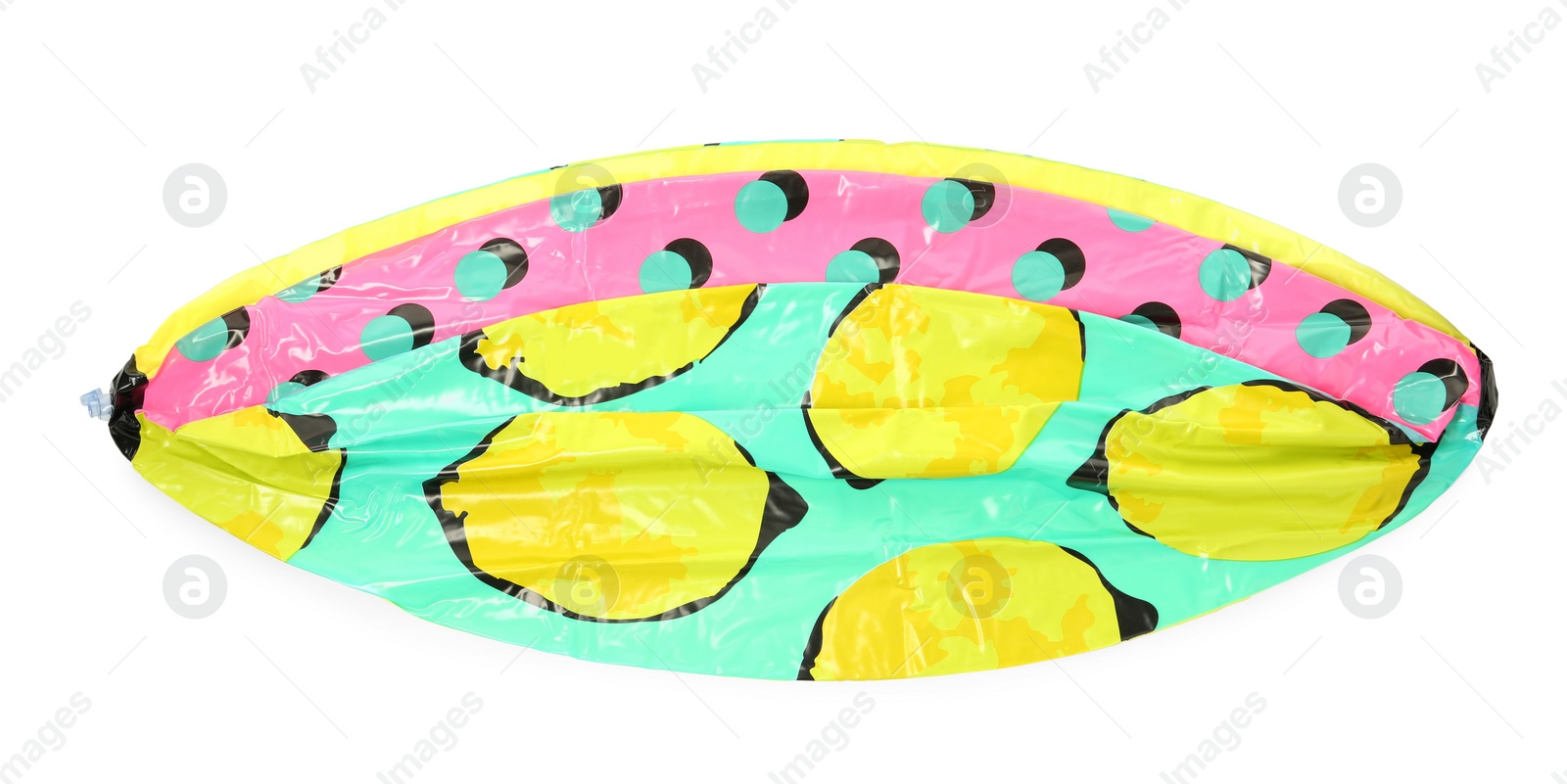 Deflated beach ball with pattern isolated on white Photo of Deflated beach ball with pattern isolated on white