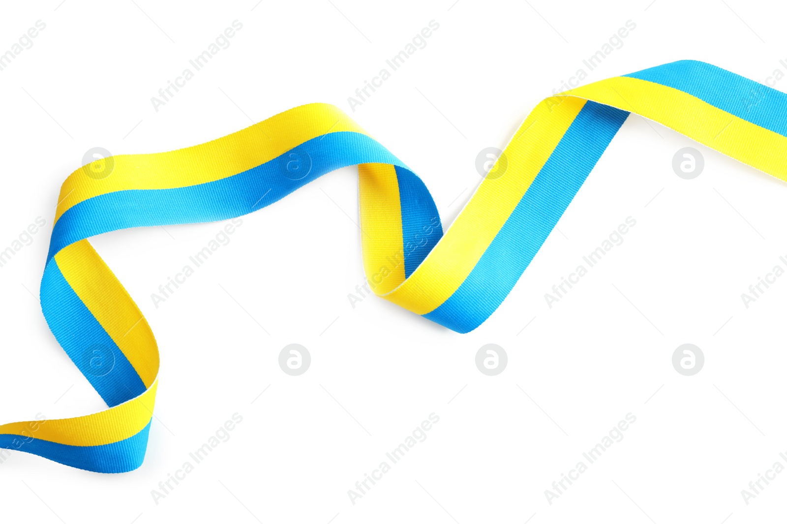 Ribbon with colors of national Ukrainian flag isolated on white Photo of Ribbon with colors of national Ukrainian flag isolated on white