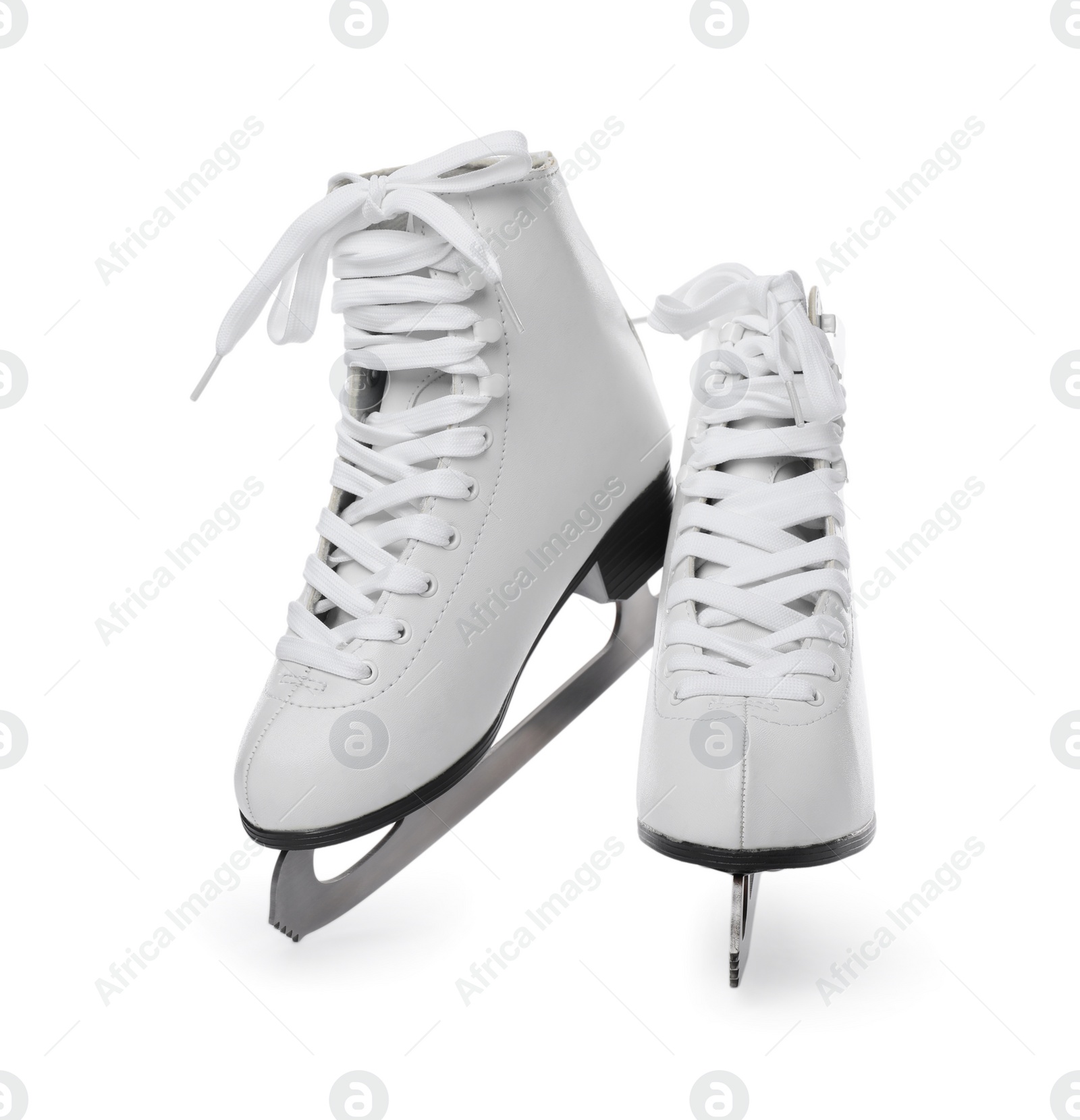Pair of figure ice skates isolated on white Photo of Pair of figure ice skates isolated on white