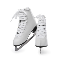 Pair of figure ice skates isolated on white Photo of Pair of figure ice skates isolated on white