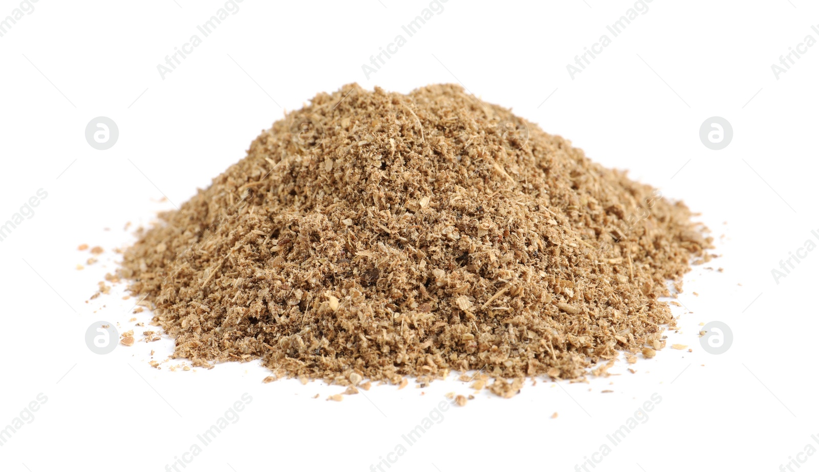 Heap of powdered coriander isolated on white Photo of Heap of powdered coriander isolated on white