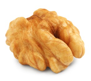 Half of ripe walnut isolated on white Photo of Half of ripe walnut isolated on white