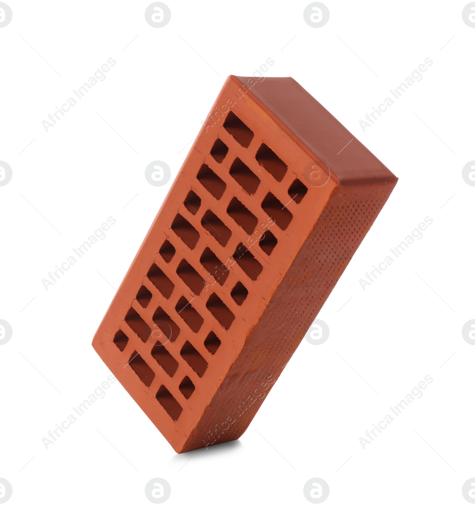 One red brick isolated on white. Building material Photo of One red brick isolated on white. Building material