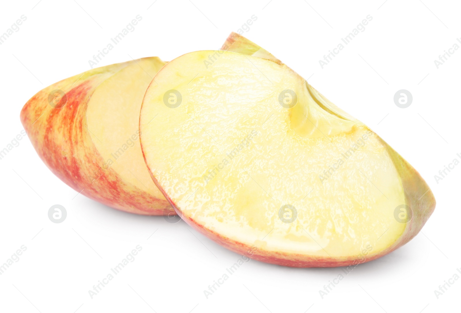 Fresh ripe red cut apple isolated on white Photo of Fresh ripe red cut apple isolated on white