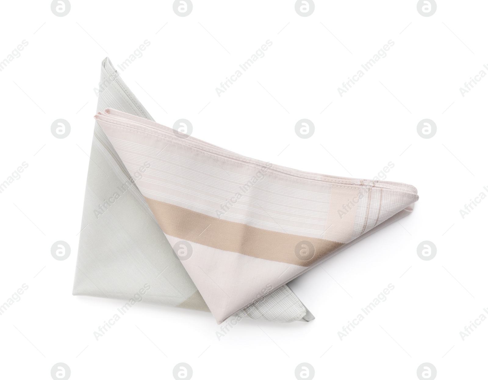 Stylish handkerchiefs isolated on white, top view Photo of Stylish handkerchiefs isolated on white, top view